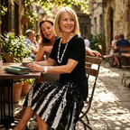 Vivara – Abito a pieghe con stampa gradiente da donna