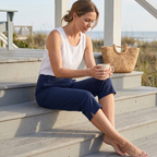 Marivella – Pantaloni Capri Stretch a Vita Alta per Donna