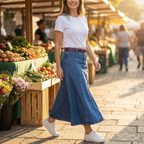 Levara – Gonna Maxi in Denim a Vita Alta che Slancia