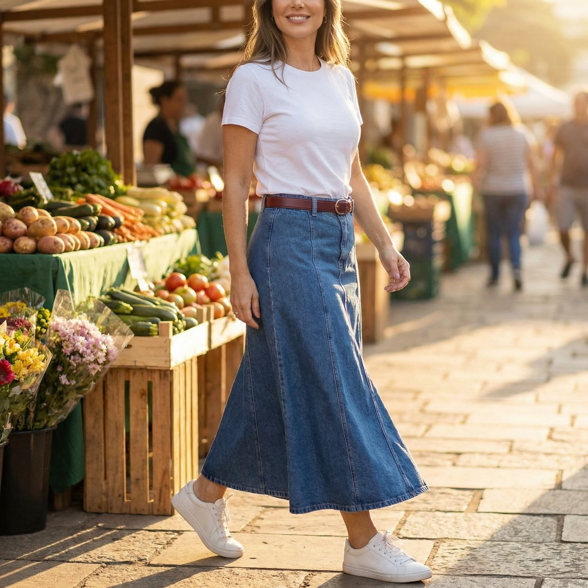 Levara – Gonna Maxi in Denim a Vita Alta che Slancia