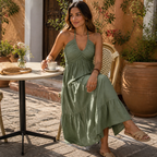 Solenne – Abito Maxi Flowy con Scollo Halter per Donna