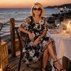 Solenya – Abito floreale in chiffon per donna con sovrapposizione trasparente