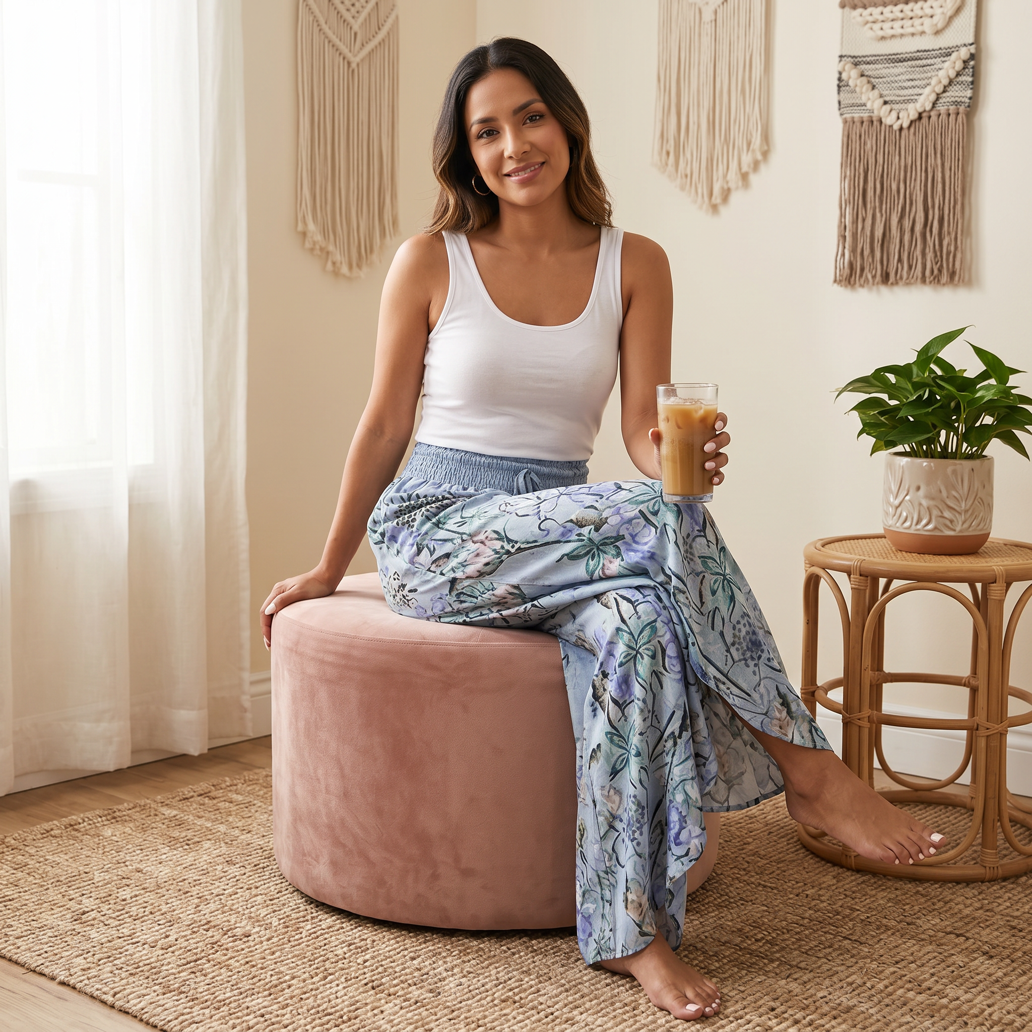 Lunavia – Pantaloni larghi boho floreali da donna