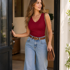 Wearbella – Canotta Donna a Costine con Scollo a V