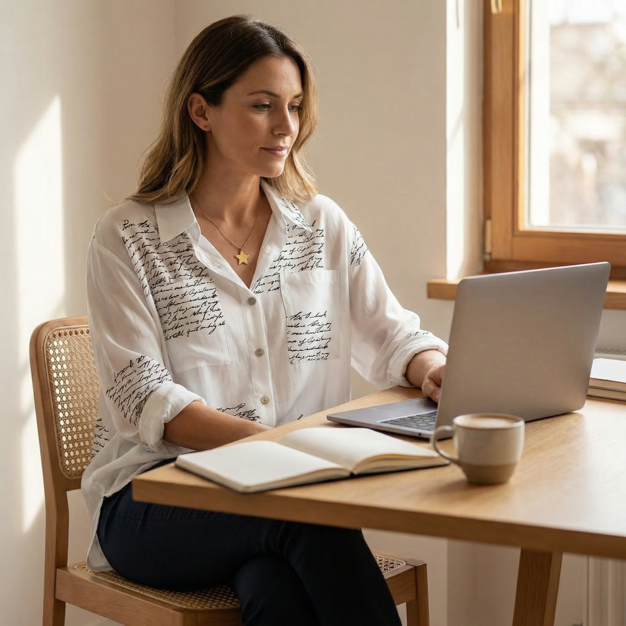 Letterelle – Blusa in Viscosa con Scrittura a Mano