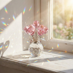 Lumirose – Bouquet di Rose di Cristallo con Vaso