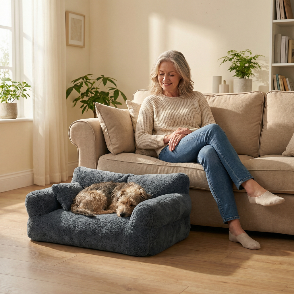 Pawluna – Divano per Animali Domestici in Peluche con Copertura Lavabile