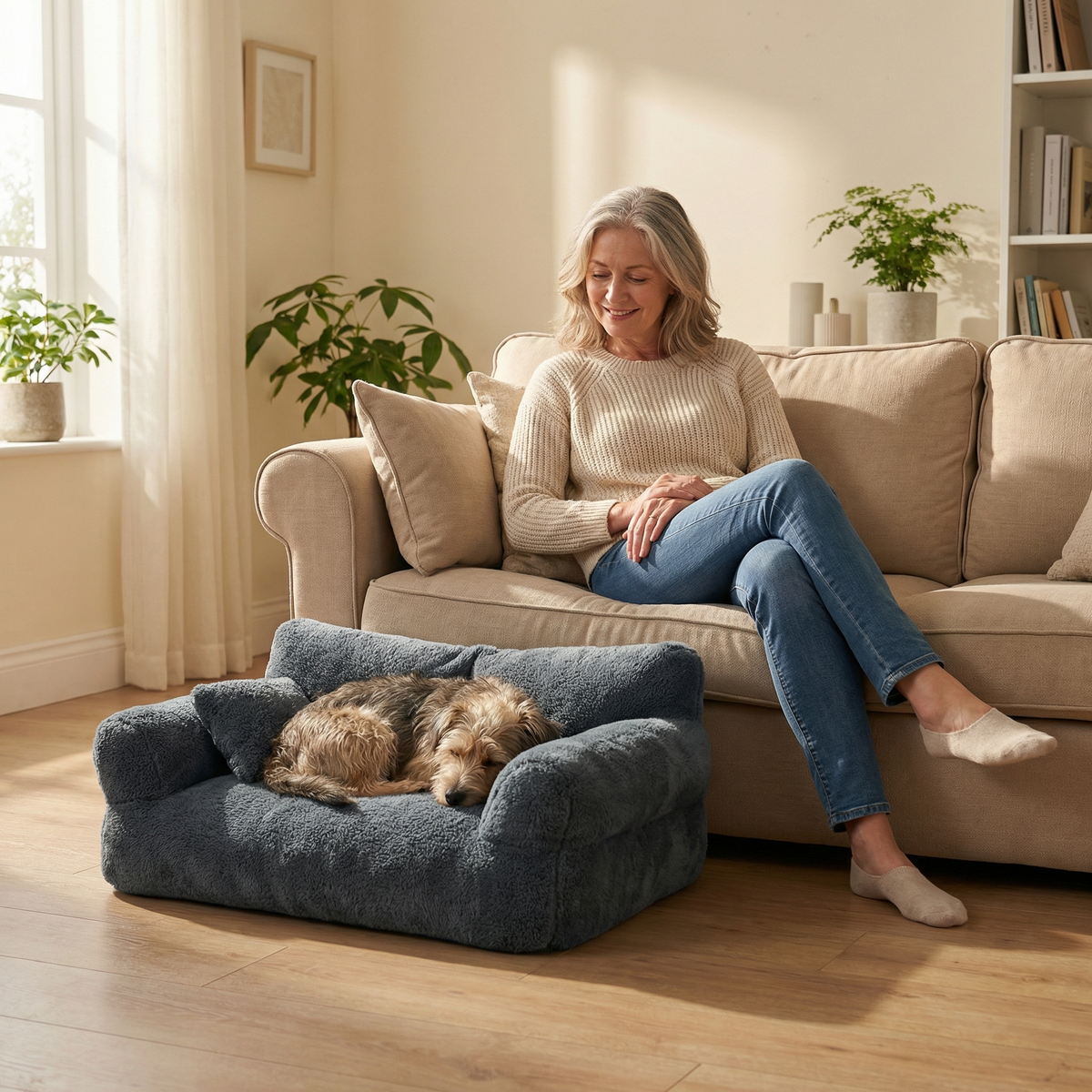 Pawluna – Divano per Animali Domestici in Peluche con Copertura Lavabile
