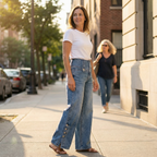 Revelle – Jeans a gamba larga con bottoni retro