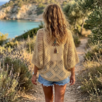 Sunfara – Top V-Neck Bohemien all'Uncinetto per Donna