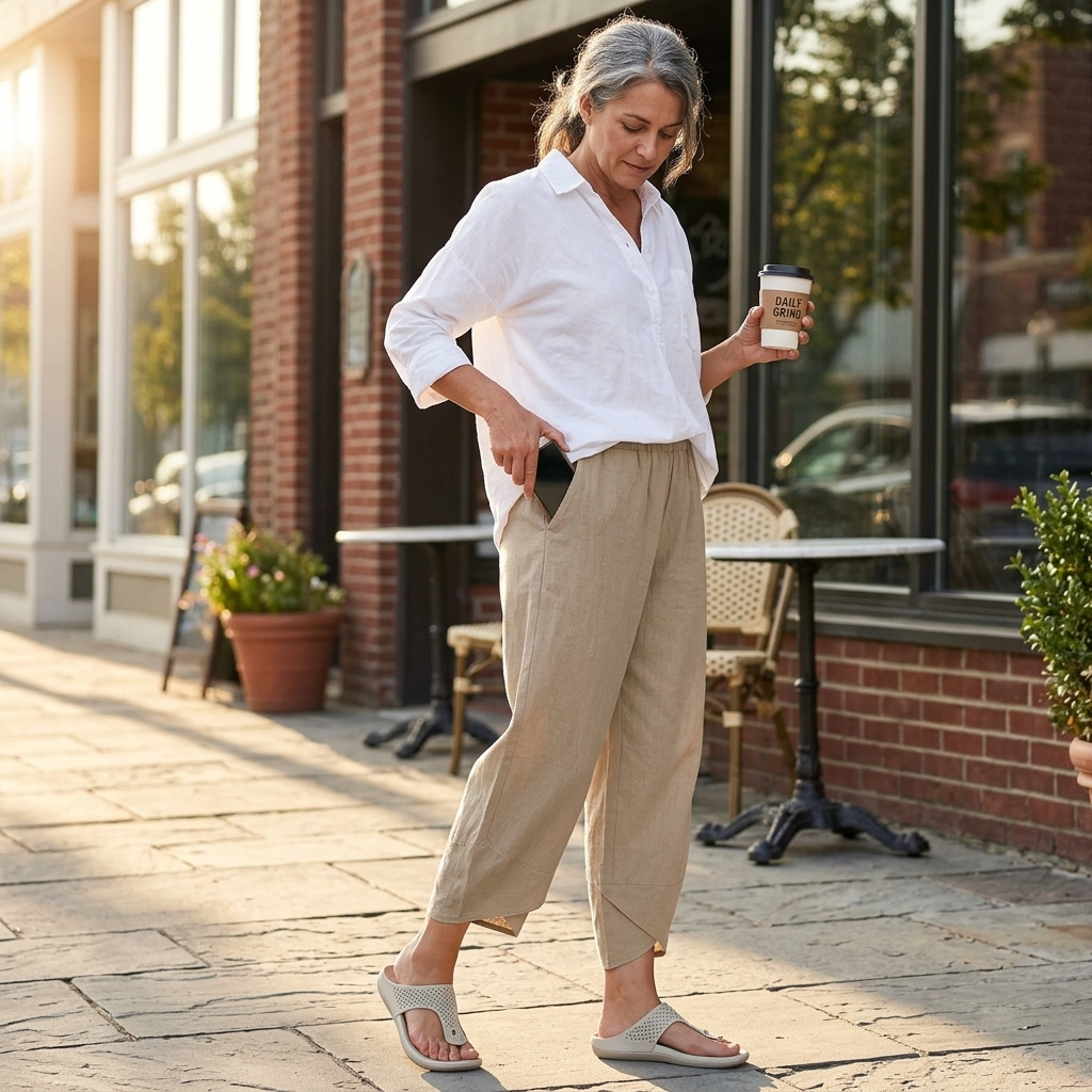 Brezia – Pantaloni Corti Asimmetrici in Mistura di Lino per Donna