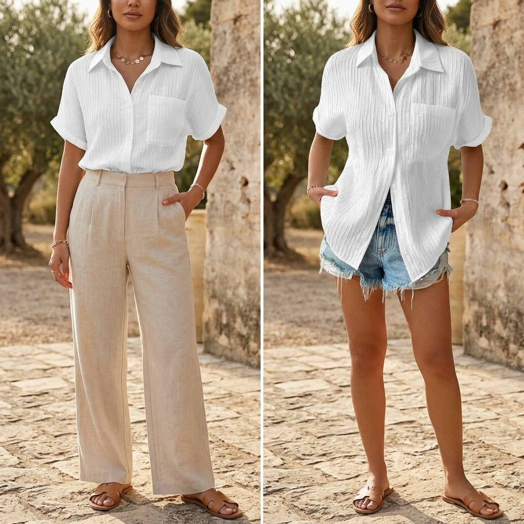 Vivara – Blusa in Tessuto Crepè con Bottoni per Donne