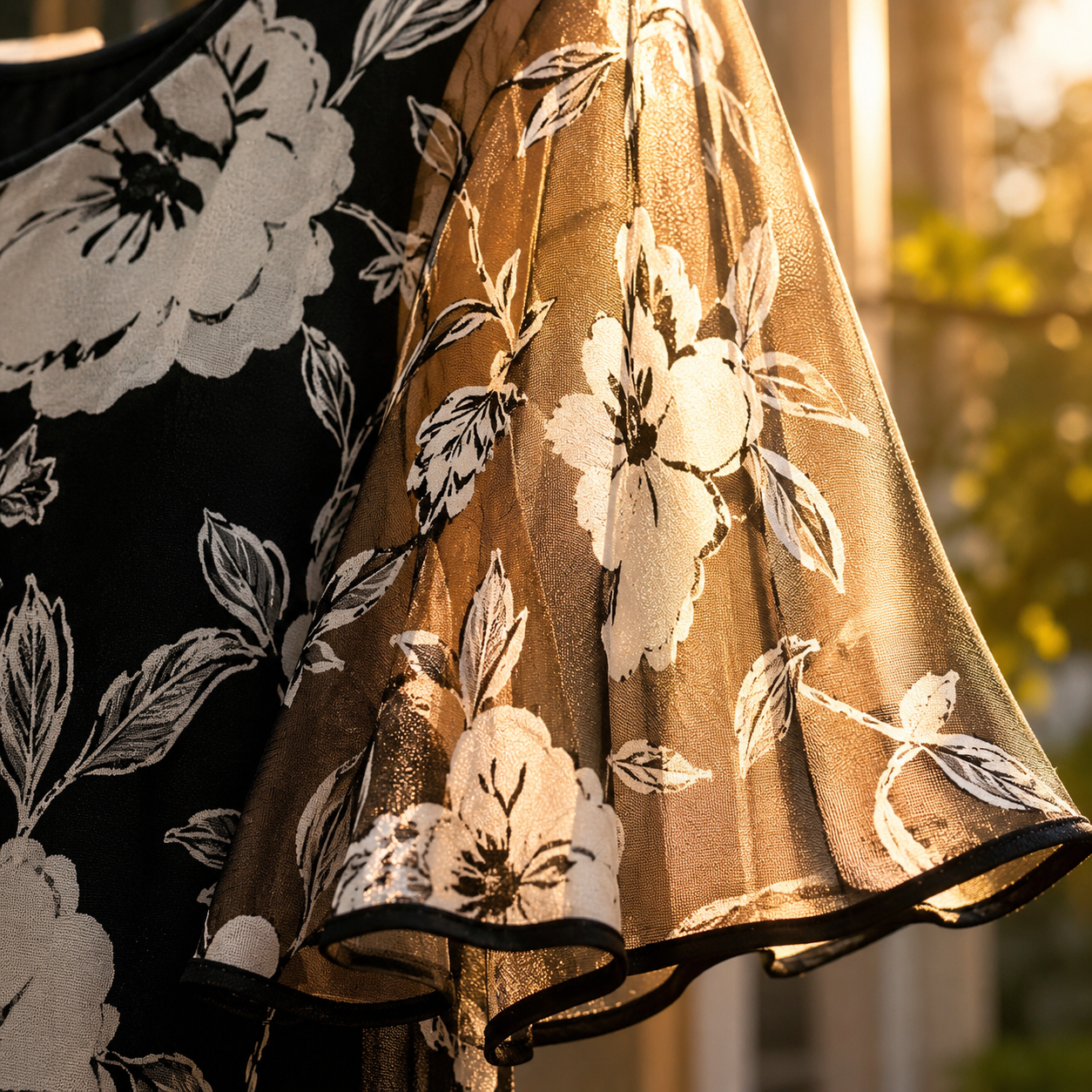 Solenya – Abito floreale in chiffon per donna con sovrapposizione trasparente
