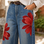 Florenza – Jeans a gamba larga floreali audaci da donna
