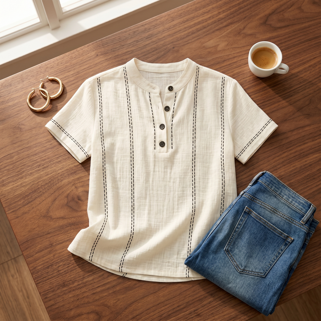 Lunavia – Top Henley Cucito da Donna