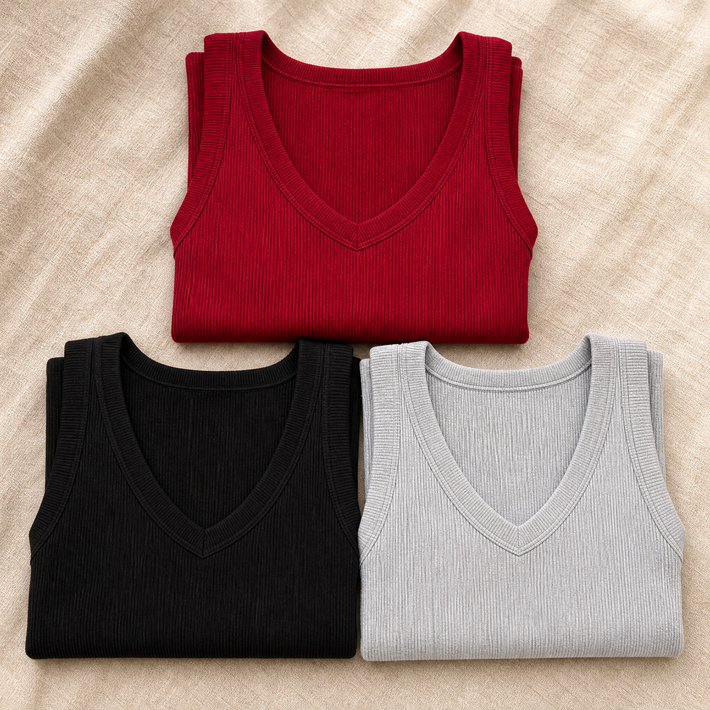 Wearbella – Canotta Donna a Costine con Scollo a V