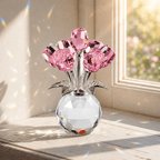 Lumirose – Bouquet di Rose di Cristallo con Vaso