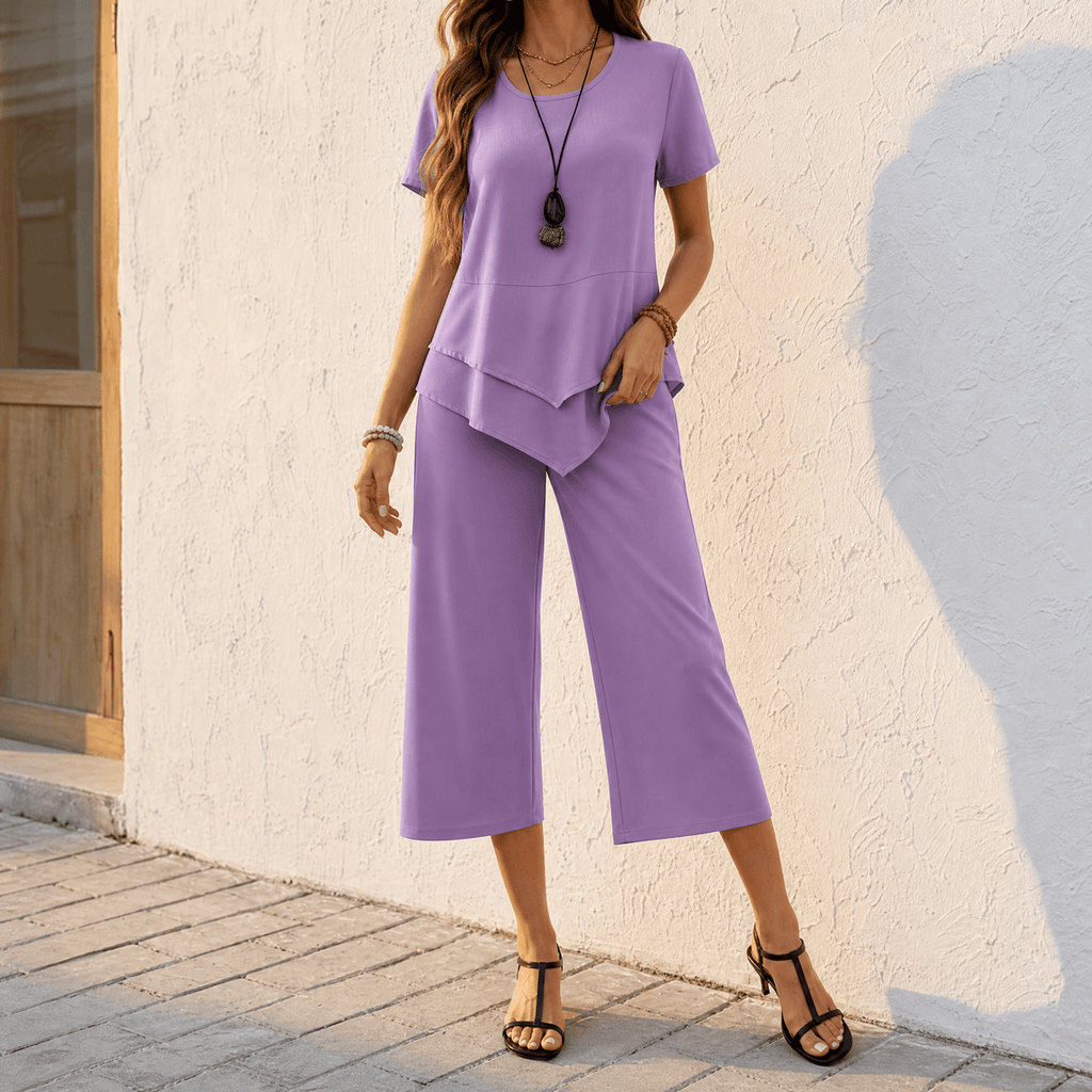 Lunavia – Set Tunica Asimmetrica e Pantaloni a Gamba Larga