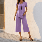 Lunavia – Set Tunica Asimmetrica e Pantaloni a Gamba Larga