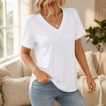 Lunavia – T-shirt V-collo morbido con maniche arrotolate