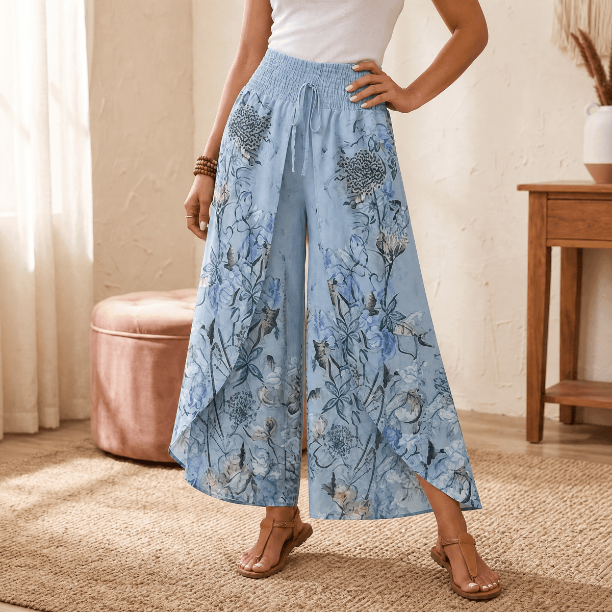 Lunavia – Pantaloni larghi boho floreali da donna