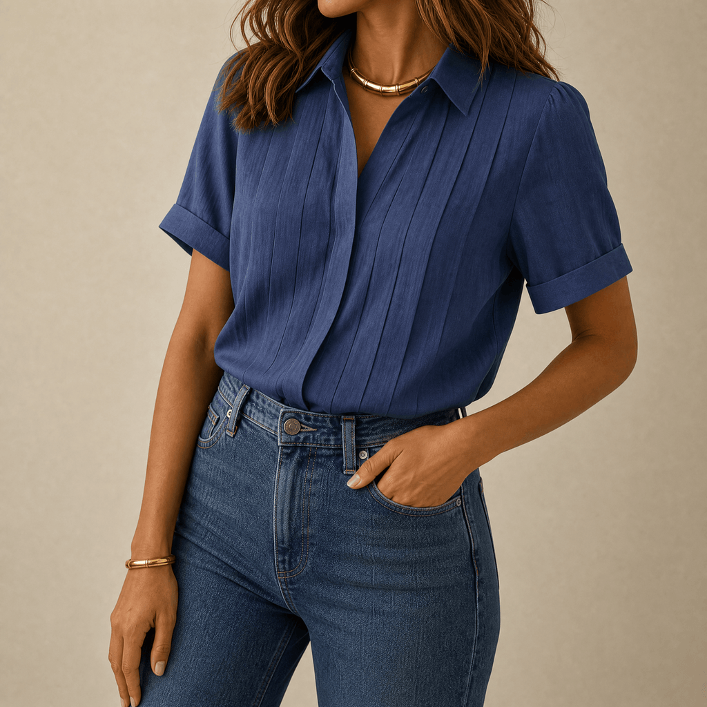 Lunavia – Blusa a maniche corte plissettata da donna