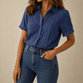 Lunavia – Blusa a maniche corte plissettata da donna