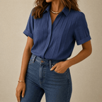 Lunavia – Blusa a maniche corte plissettata da donna