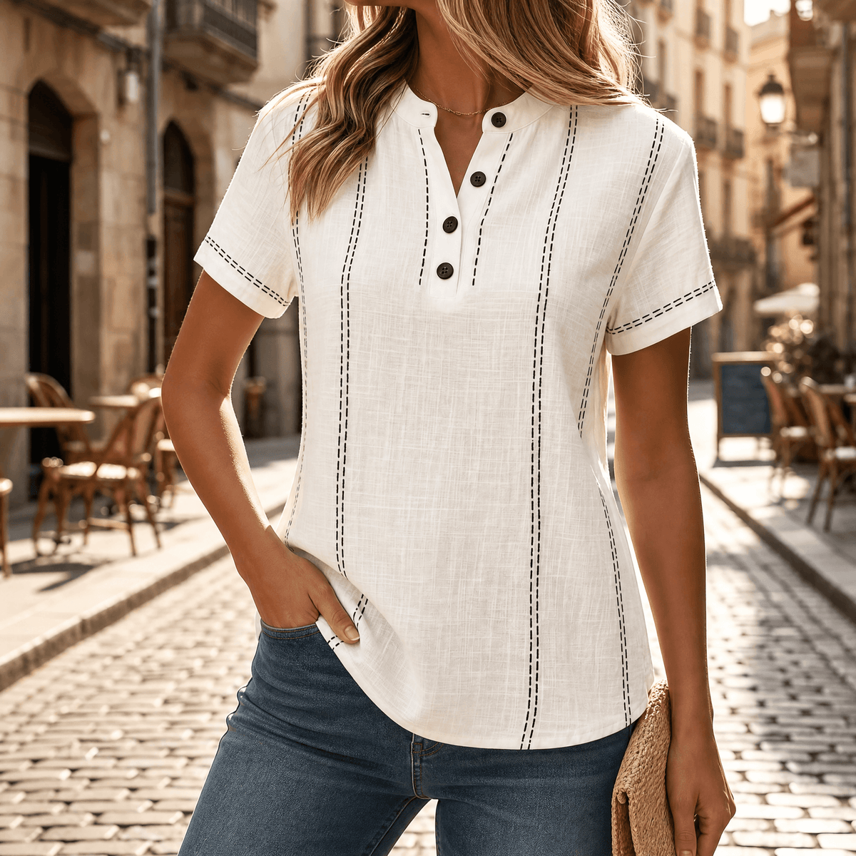 Lunavia – Top Henley Cucito da Donna