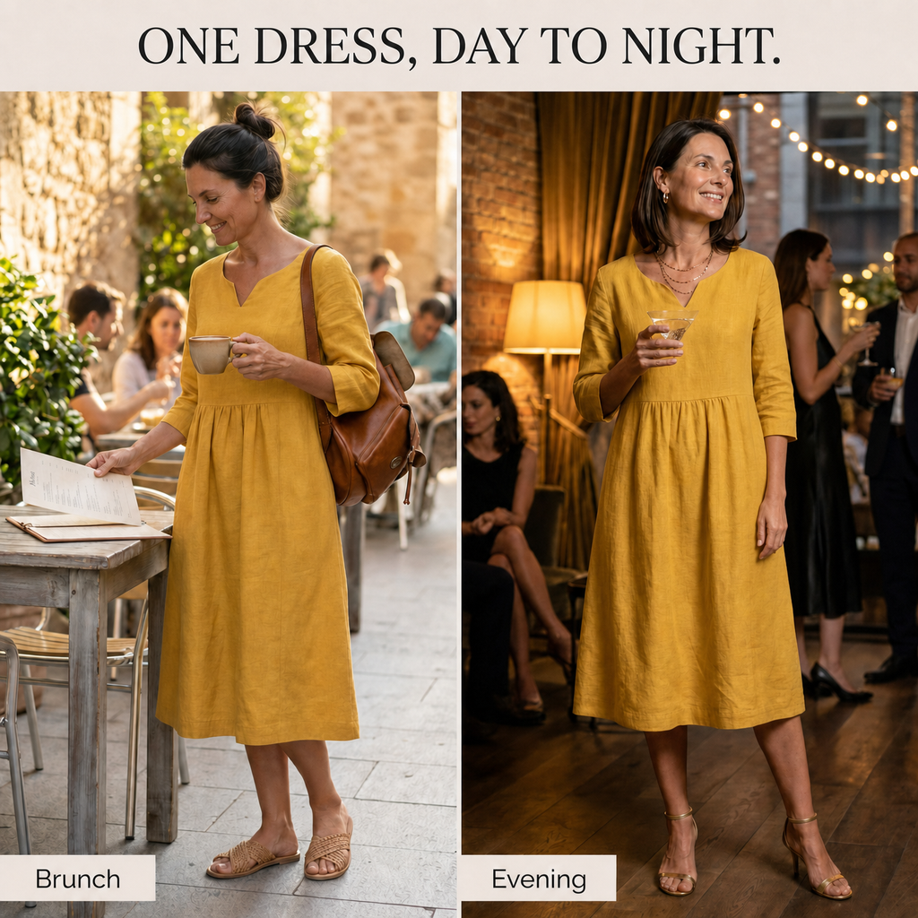 Solenne – Abito Midi Relaxed con Scollatura a V