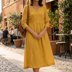 Solenne – Abito Midi Relaxed con Scollatura a V