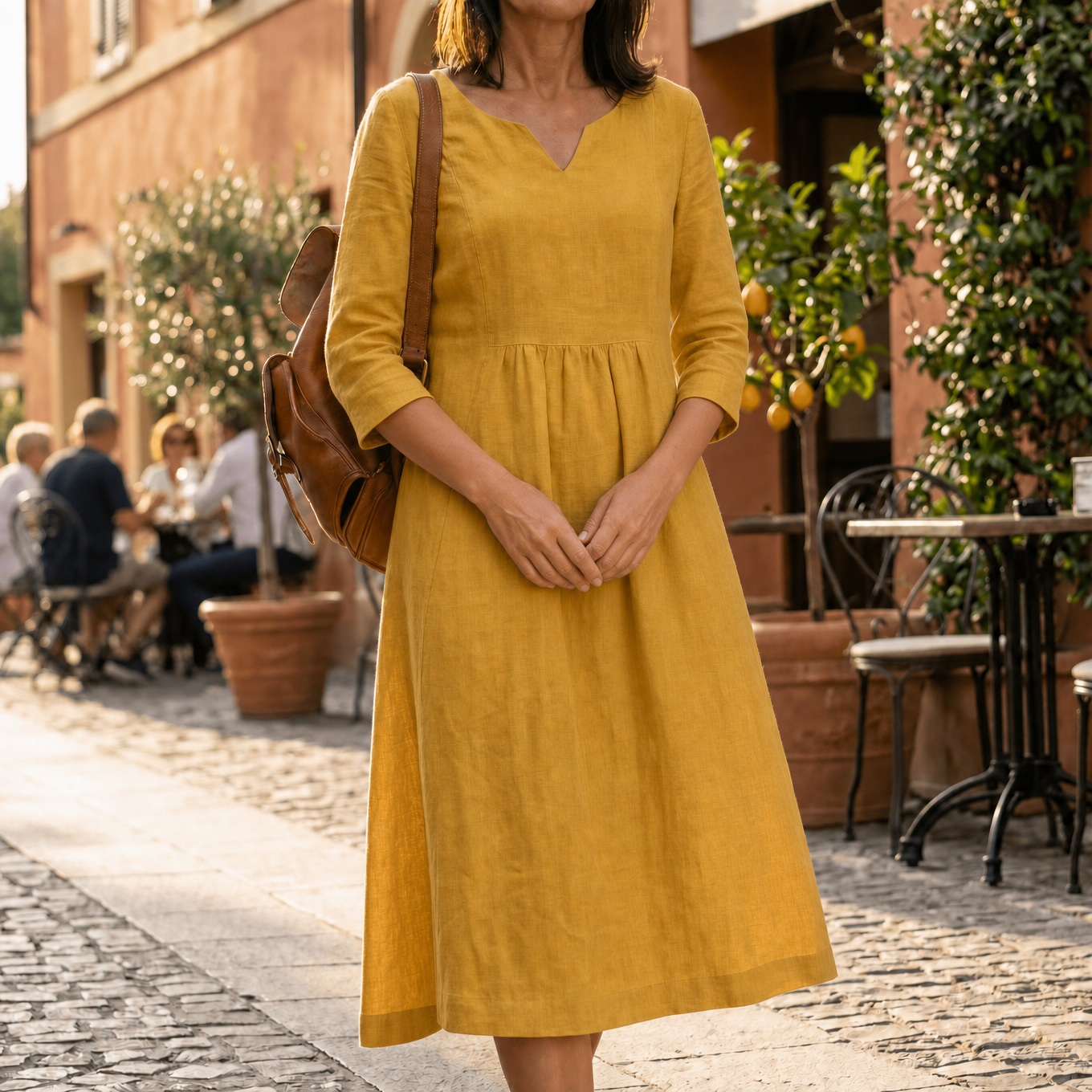 Solenne – Abito Midi Relaxed con Scollatura a V