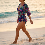 Lunavera – Set da bagno tropicale da donna in 3 pezzi con kimono