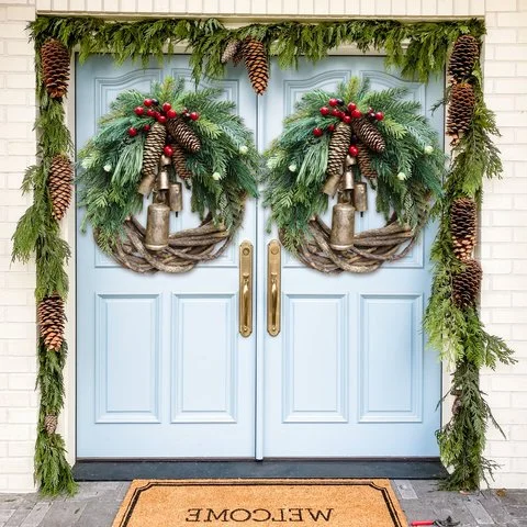 Corona di Natale in Stile Rustico, Corona Boho, Corona Festiva