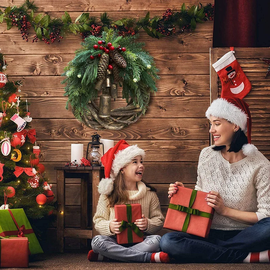 Corona di Natale in Stile Rustico, Corona Boho, Corona Festiva