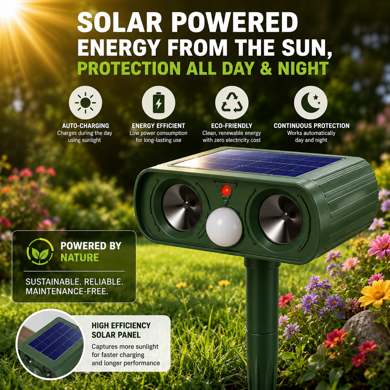 PESTWARD – Dispositivo a Energia Solare per la Deterrenza Umana degli Animali in Giardino