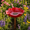 PetalHaven – Supporto da Giardino con Fontana per Uccelli a Forma di Papavero