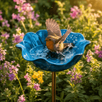 PetalHaven – Supporto da Giardino con Fontana per Uccelli a Forma di Papavero