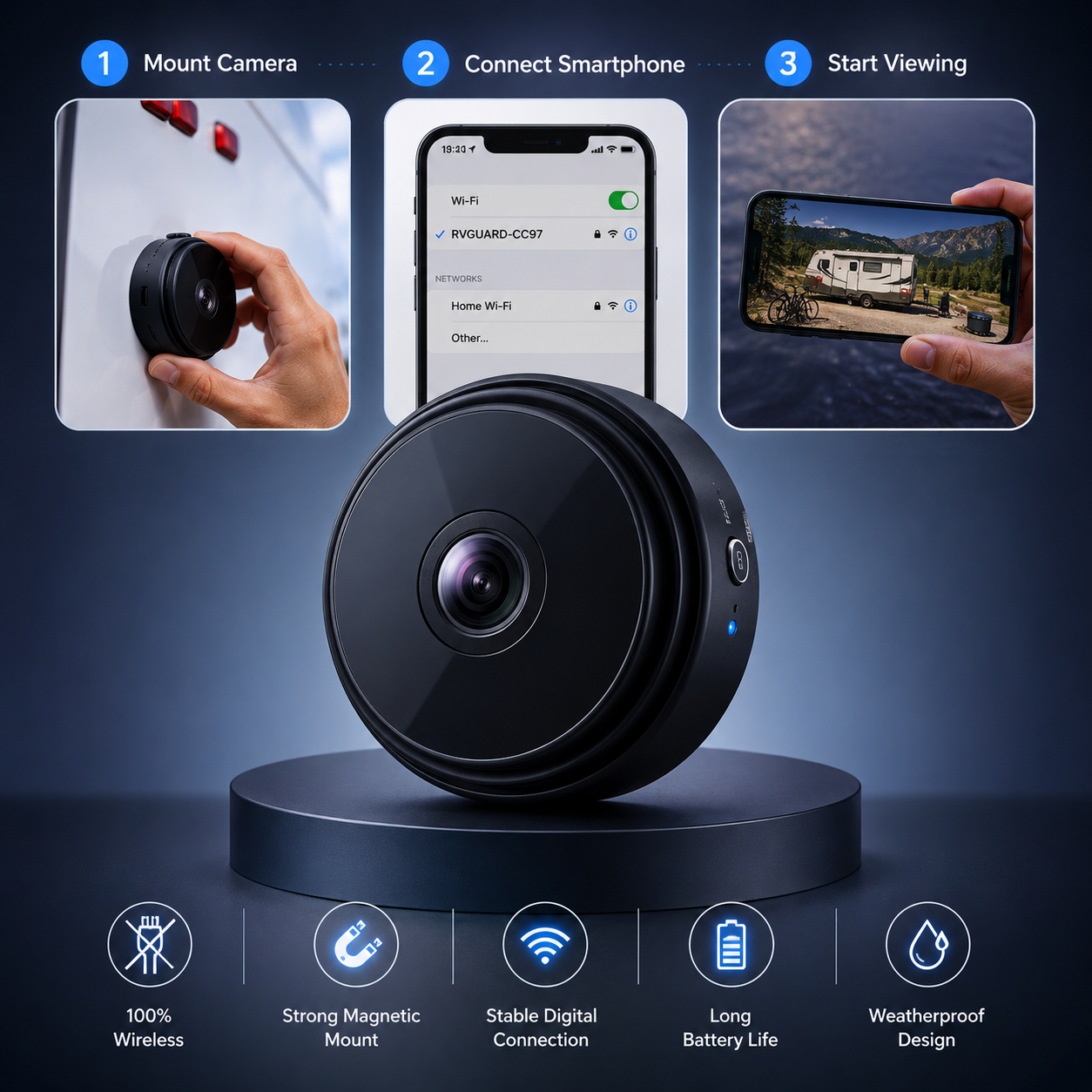 RVGUARD – Telecamera di Retromarcia Wireless con Visione Notturna e Rilevamento di Movimento
