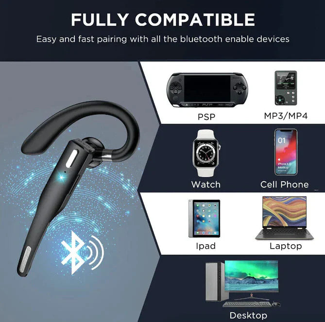 Cuffie/Earpiece Wireless Bluetooth 5.1 con Doppio Microfono per Camionisti con Cancellazione del Rumore