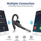 Cuffie/Earpiece Wireless Bluetooth 5.1 con Doppio Microfono per Camionisti con Cancellazione del Rumore