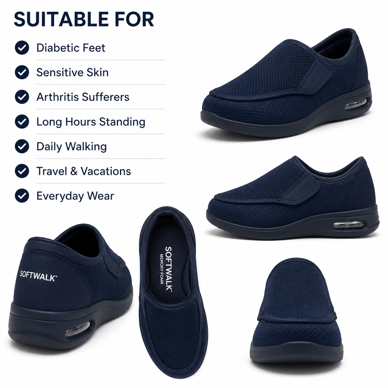 SOFTWALK - Scarpe a calzata ampia e imbottita progettate per piedi sensibili e gonfi
