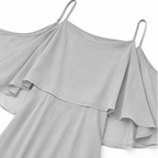 Solavia – Maxidress in chiffon simile con spalle scoperte per matrimoni ed eventi formali