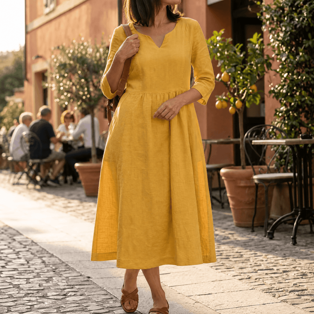 Solenne – Abito Midi Relaxed con Scollatura a V