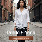 Roselle - Blusa a maniche lunghe con scollo a V e volant morbidi