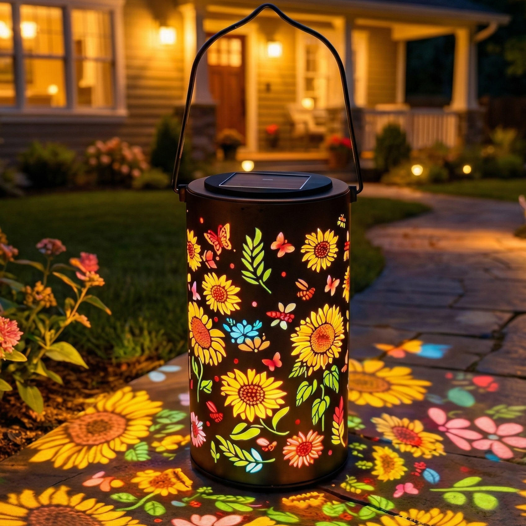 Bloomara – Lanterna Solare a Forma di Girasole con Motivi di Luce Colorati