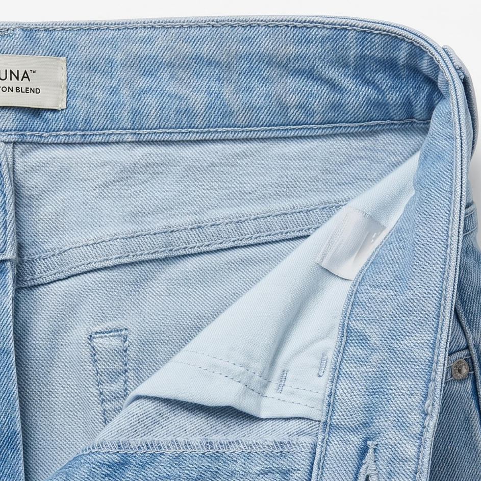 Veluna – Jeans a gamba larga cropped con vita alta per donna