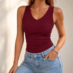 Wearbella – Canotta Donna a Costine con Scollo a V